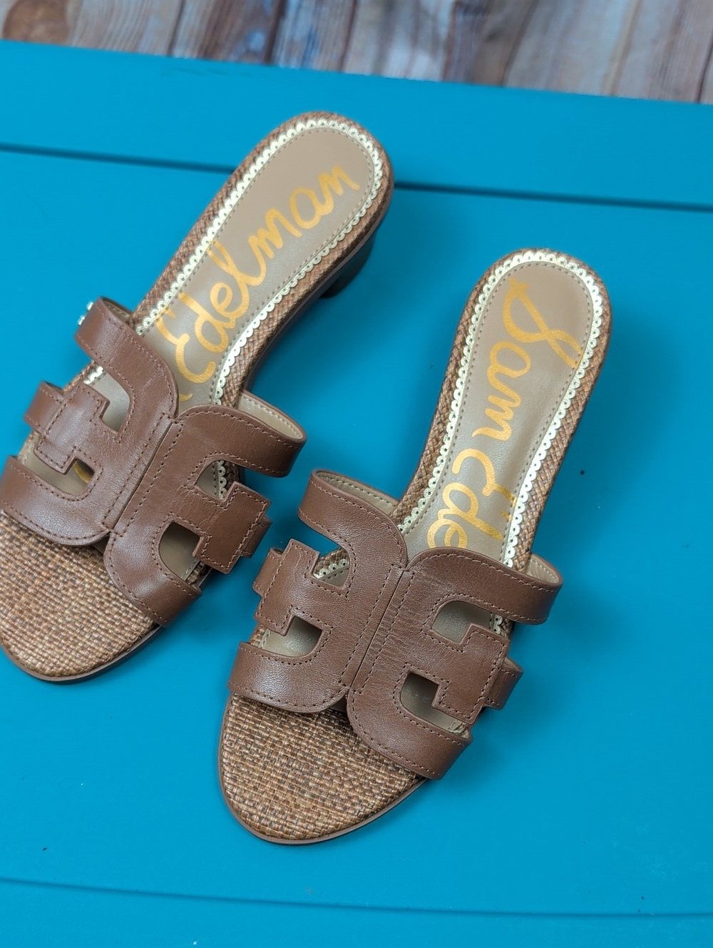 Sam Edelman Brown Leather Slide Sandals Size 5